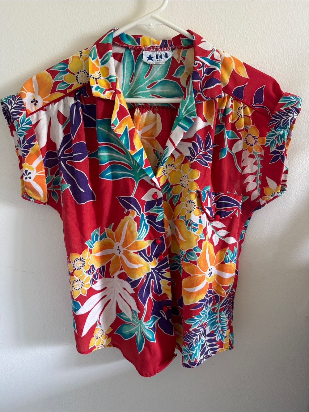 Vintage Tropical Floral Button-Up